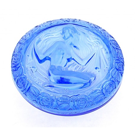 Art Nouveau Blue Glass Covered Dish 