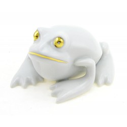 Hungarian Porcelain Hollohaza Frog Figurine – White and Gold