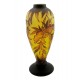 Large Cameo Art Glass Vase with Flower