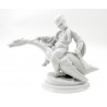 Large Herend Boy Riding on Goose Figurine - White
