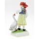 Hungarian Porcelain Herend Girl Figurine Feeding Goose