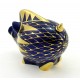 Hollohaza Cobalt Fishnet Wild-Boar Figurine Hungarian Porcelain