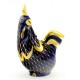 Hollohaza Cobalt Fishnet Rooster Figurine Hungarian Porcelain
