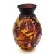 Embossed Cameo Art Glass Vase with Fruits 13 Inch Tall
