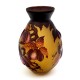 Embossed Cameo Art Glass Vase with Fruits 13 Inch Tall