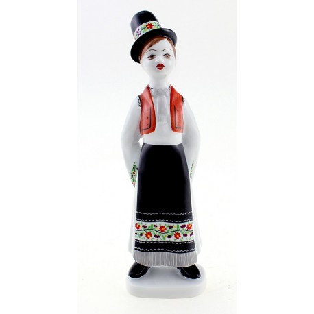 Hungarian Porcelain Hollohaza Boy Figurine in Traditional Dress