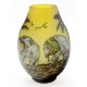 Cameo Glass Art Nouveau Embossed Vase with Elephant 6 Inch Tall