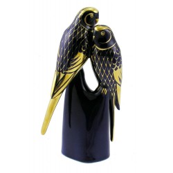 Hungarian Porcelain Cobalt Hollohaza Fishnet Parrot 