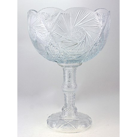 Vintage Crystal Footed Bowl Signed 16 Inch Tall