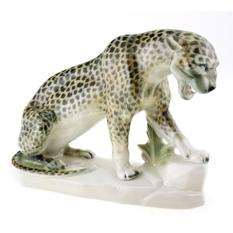 Vintage Sitzendorf Leopard Figurine German Porcelain