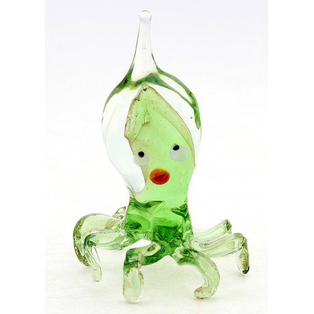Murano Style Art Glass Octopus Figurine - Green