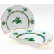 Vintage Herend Green Chinese Bouquet Bone Plates Crescent Plates Set of Two