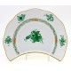 Vintage Herend Green Chinese Bouquet Bone Plates Crescent Plates Set of Two