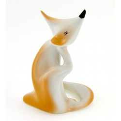 Vintage Hungarian Hollohaza Porcelain Deco Fox Figurine 