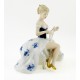 Vintage Wallendorf Porcelain Cobalt Figurine with Fan