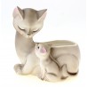 Vintage Lefton Cat and Kitten Figurine - Pot