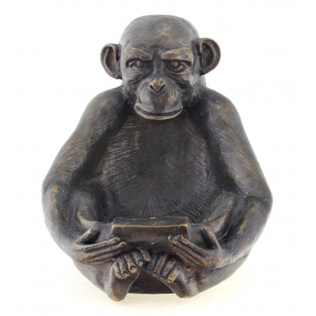 Solid Bronze Monkey Figurine Dish