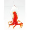 Murano Style Art Glass Red Octopus Figurine