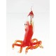 Murano Style Art Glass Red Octopus Figurine