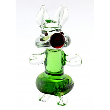 Murano Style Art Glass Green Pig Figurine