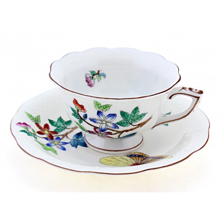 Herend Mocha Coffee Cup & Saucer Dated 1944