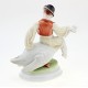 Vintage Herend Boy Riding on Goose Figurine