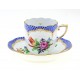 Herend Printemps Mocha Cup and Saucer Blue Border
