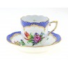 Herend Printemps Mocha Cup and Saucer Blue Border