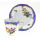 Herend Printemps Mocha Cup and Saucer Blue Border