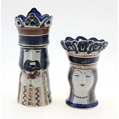 Rare Royal Copenhagen King & Queen Chess Figurines Vases