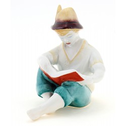 Vintage Hollohaza Sitting Boy Reading Figurine