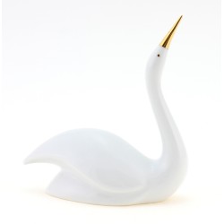 Hollohaza Swan Figurine White and Gold