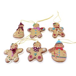 Resin Gingerbread Ornament - Christmas Ornament Set of 6