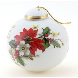 Vintage German Porcelain Christmas Ornament w Christmas Flower By Reichenbach