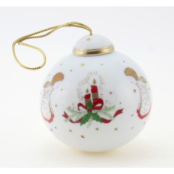 Vintage German Porcelain Christmas Ornament w Angels By Reichenbach