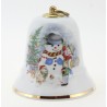 Vintage German Porcelain Musical Christmas Bell w Snowman By Reichenbach