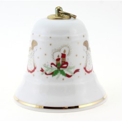 Vintage German Porcelain Musical Christmas Bell w Angels By Reichenbach