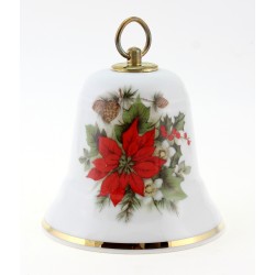 Vintage German Porcelain Music Christmas Bell w Flower By Reichenbach