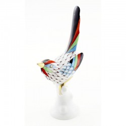 Hollohaza Fishnet Singing Bird Figurine Hungarian Porcelain