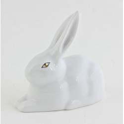 Hollohaza Bunny Rabbit Figurine White & Gold