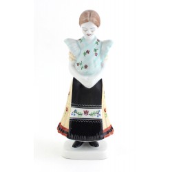 Vintage Hollohaza Girl Figurine in Traditional Dress