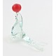 Murano Style Art Glass Seal Figurine with Red Ball