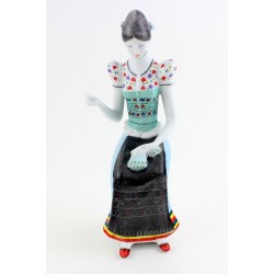 Hungarian Porcelain Hollohaza Needlewoman Figurine in Traditional Dress