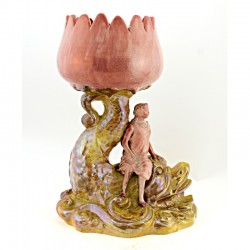 Antique Zsolnay Iridescent Eosin Figural Tulip Vase - Signed