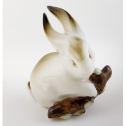 Vintage Zsolnay Bunny Rabbit Figurine with Branch