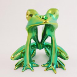 Large Zsolnay Green Eosin Frog Figurine Art Deco Frog