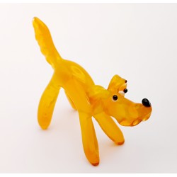 Murano Style Art Glass Dog Figurine Yellow
