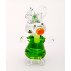Murano Style Art Glass Pig Figurine Green