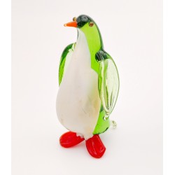 Murano Style Art Glass Penguin Figurine Green