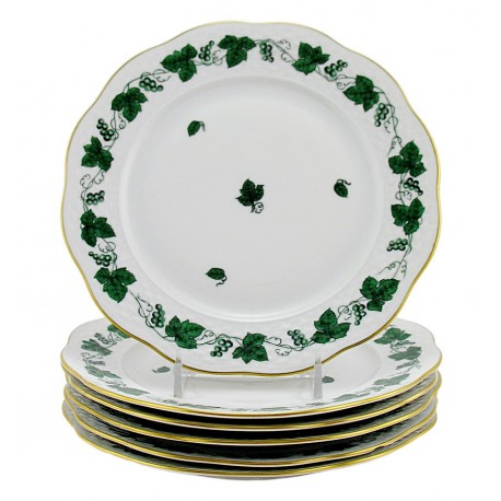 Hungarian Porcelain Herend Guirland De Raisins Salad Plates Set of Six